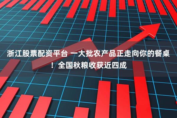 浙江股票配资平台 一大批农产品正走向你的餐桌！全国秋粮收获近四成